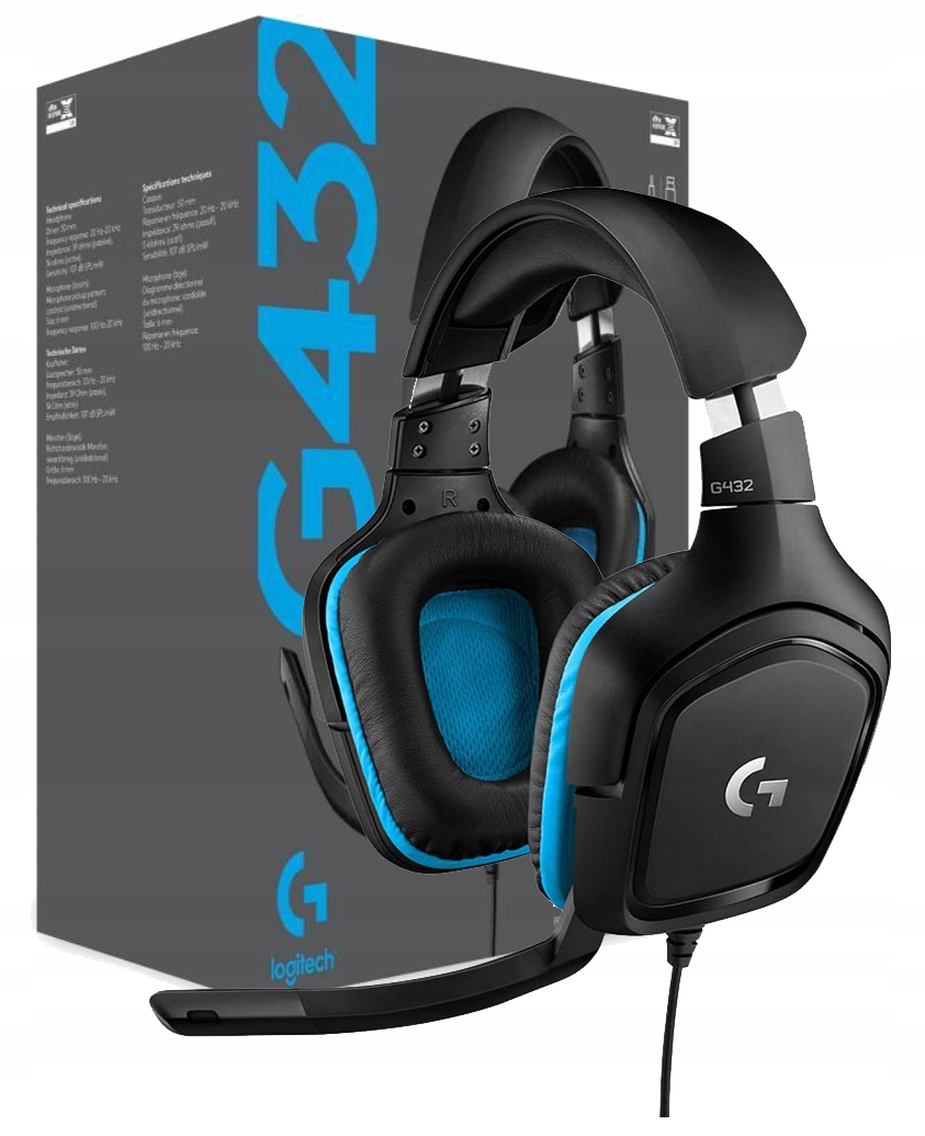 Slúchadlá Logitech G432 Herné S Mikrofónom Priestorového Zvuku 7.1 Dts