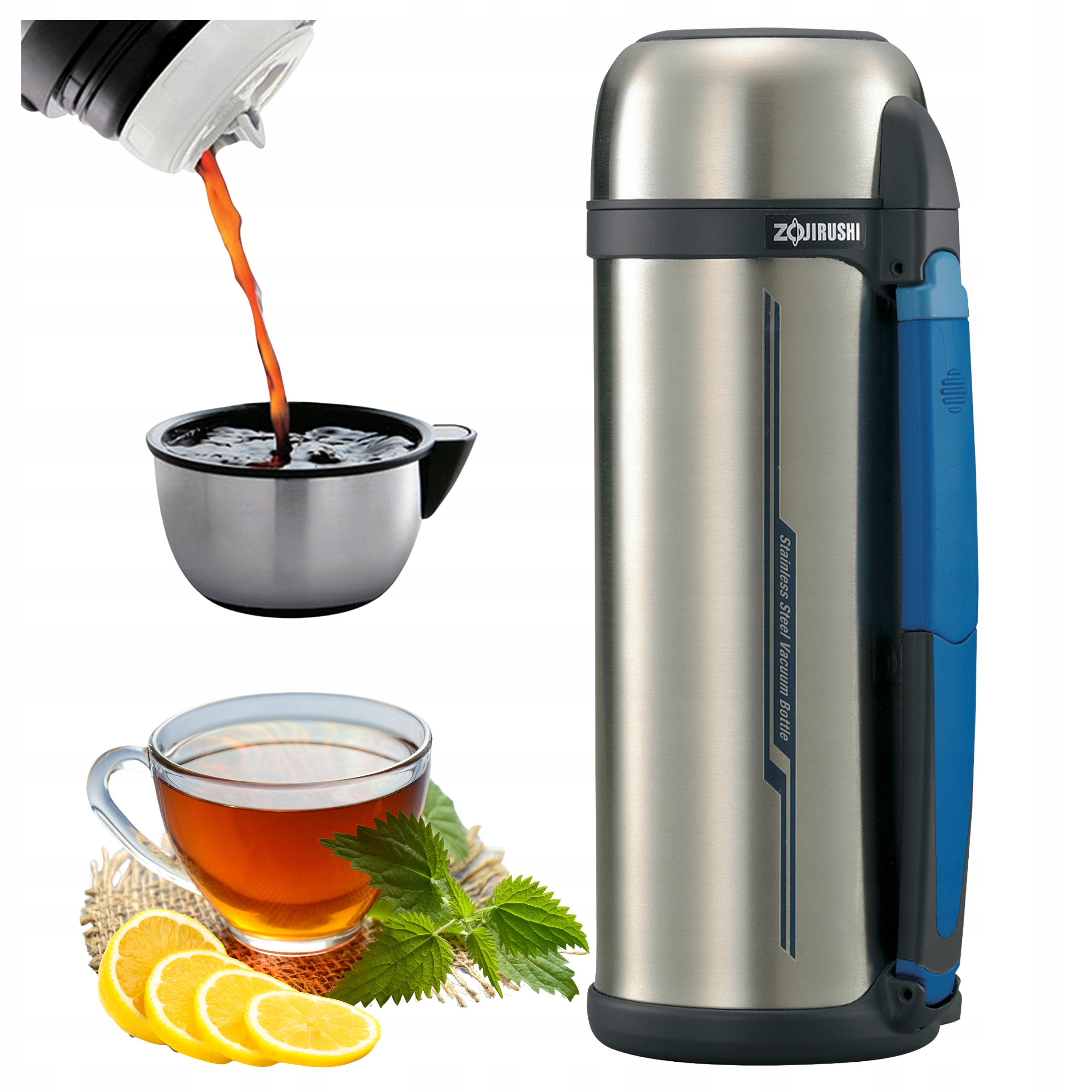 Velká termoska s hrnkem na čaj a hrnkem 2 l Zojirushi SF-CC20 Stříbrná