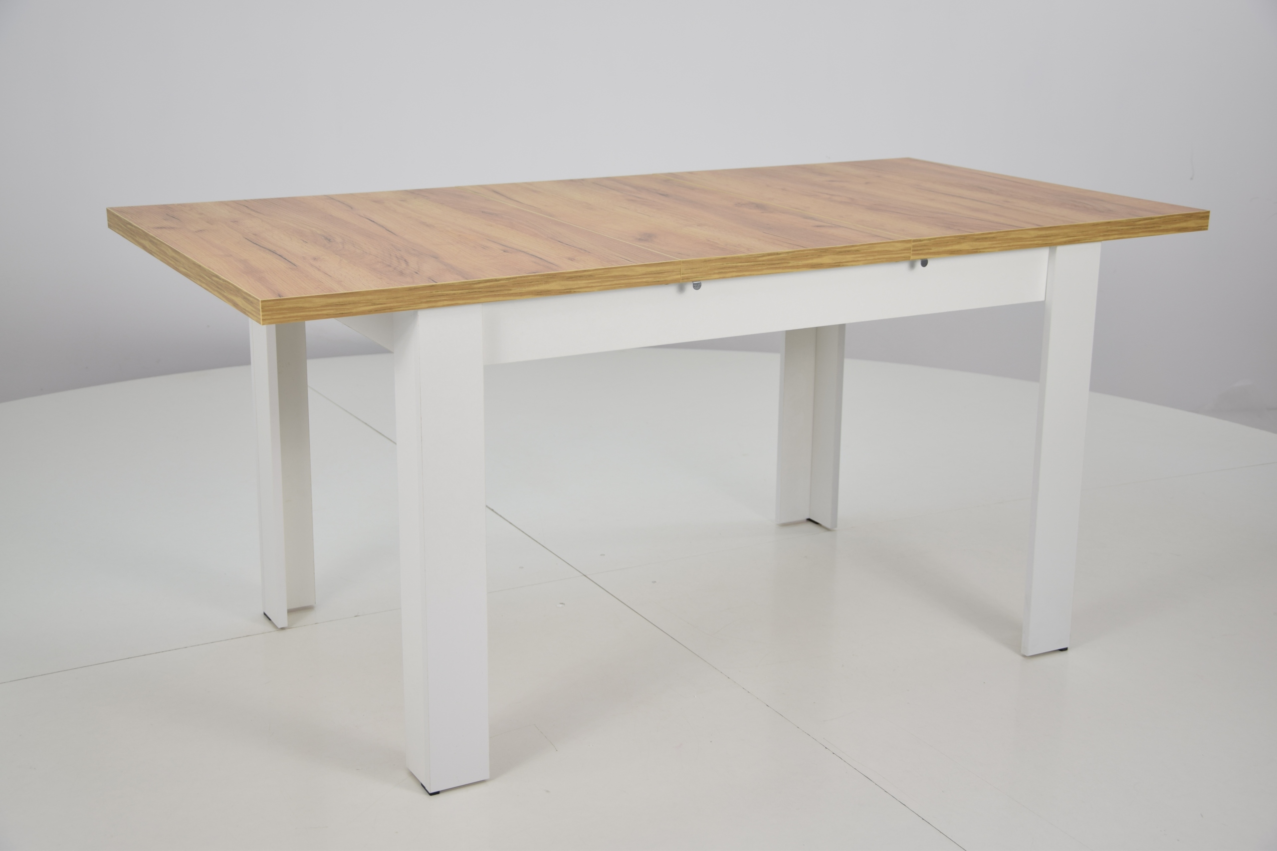 Stół C-2 BIAŁY blat DĄB 80x120/160 Rozkładany Kolekcja C