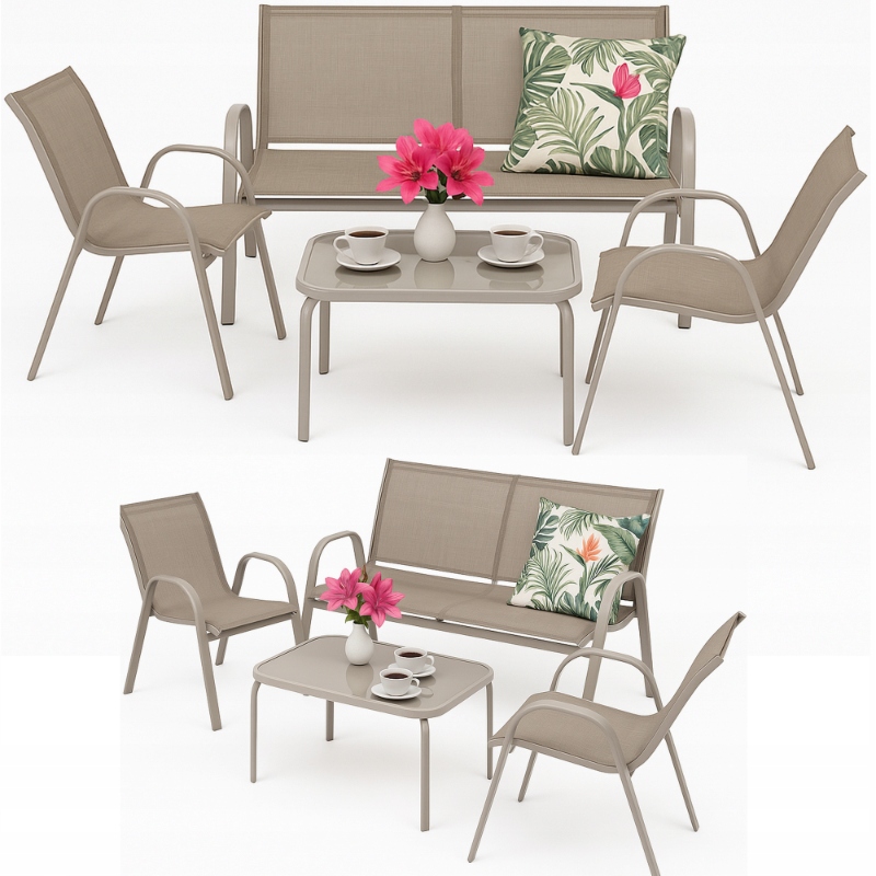 Sada záhradného nábytku 2 x stolička, pohovka, stolík Komplet, záhradný nábytok na Terasu