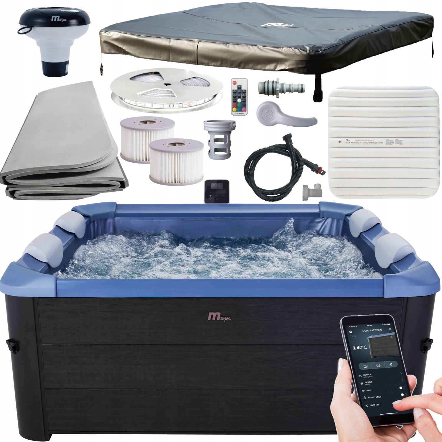 Duże Spa Panelowe Sapphire 6 os. Hydromasaż Bicze Led Wifi MSpa