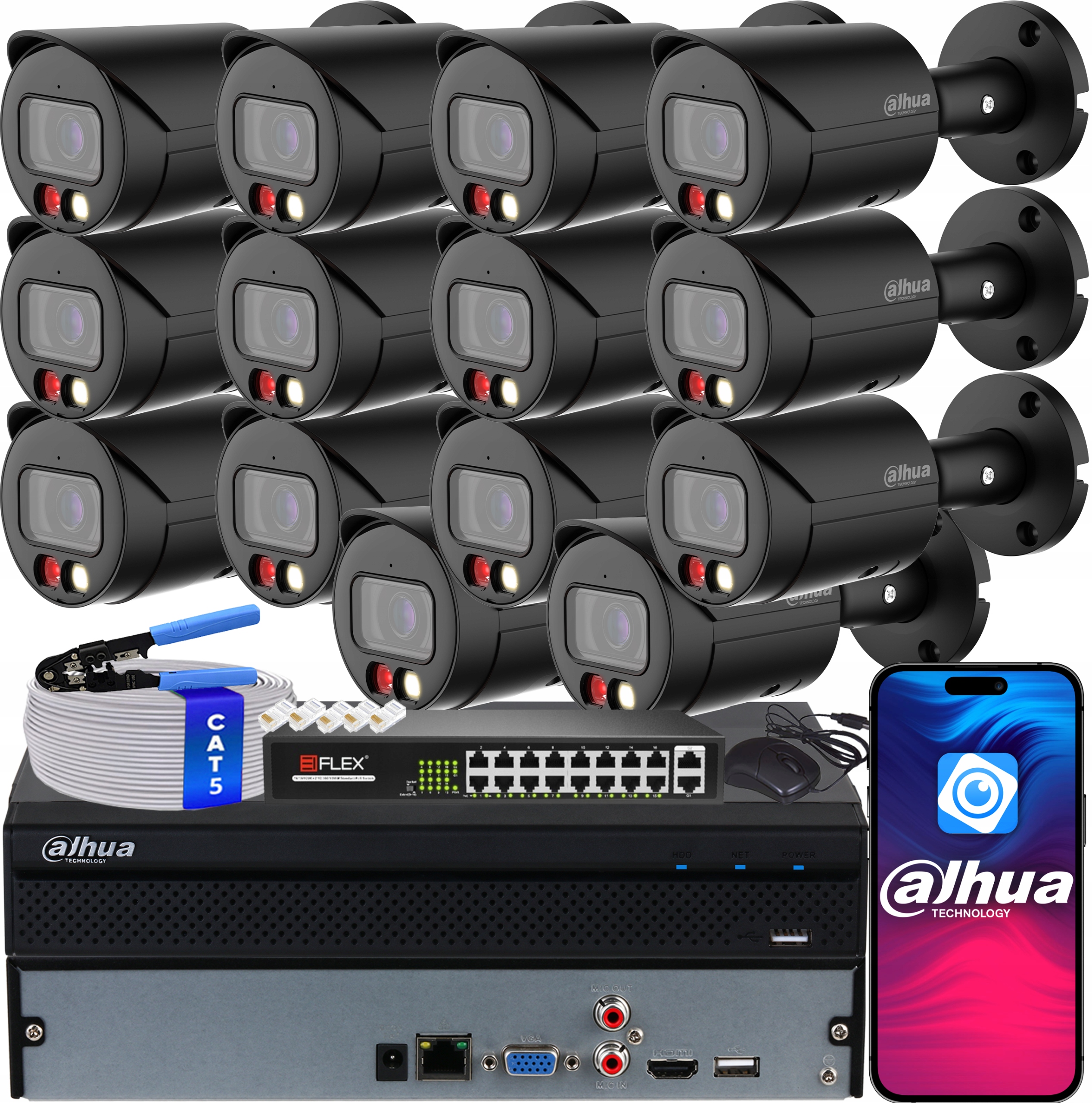 Monitorovací sada 14x 4MPx WizSense IPC-HFW2449S-S-IL-0280B-B Dual Light