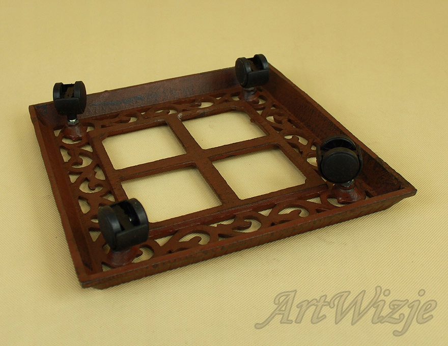 Żeliwna kwadratowa podstawka na kółkach pod donicę Marka inna