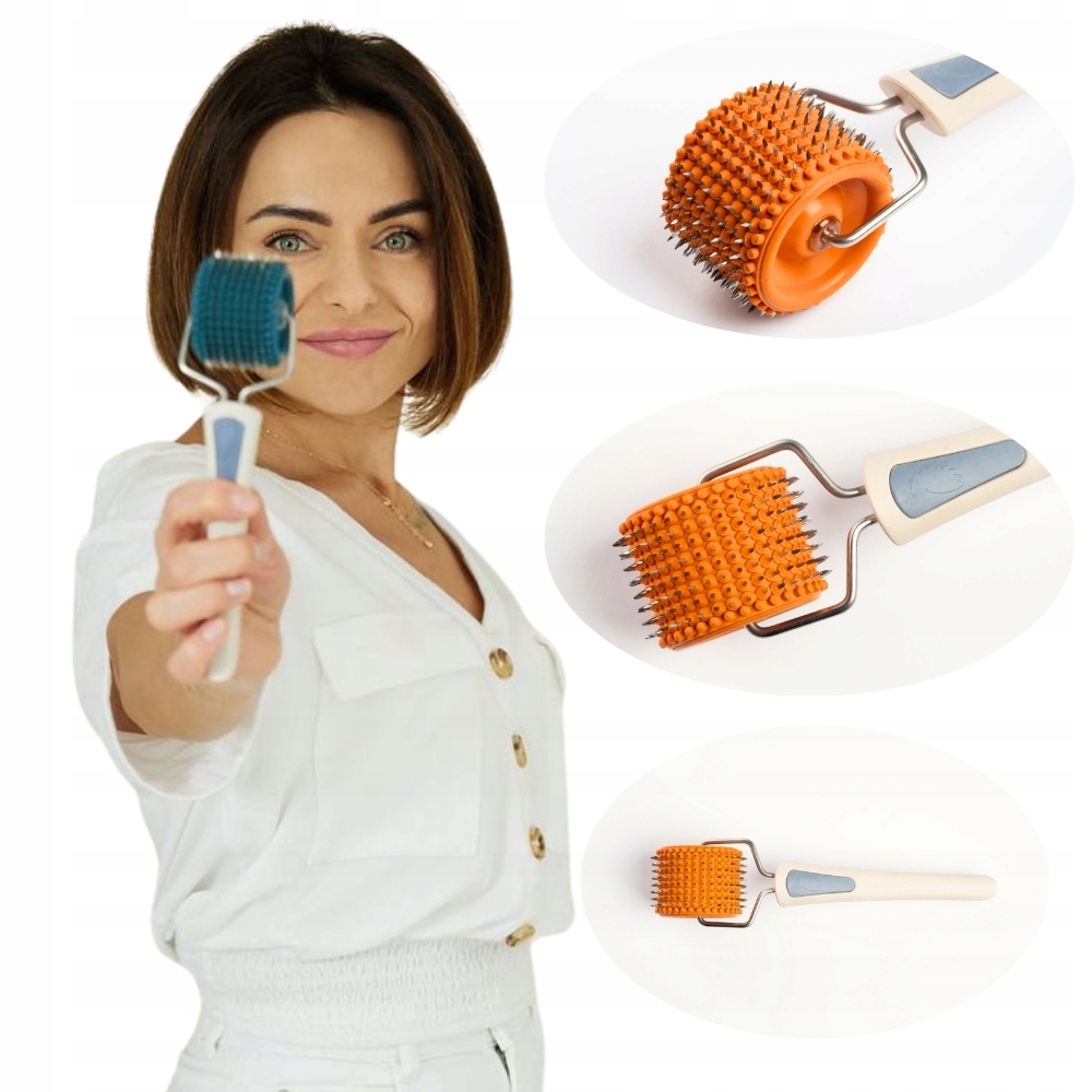 Aplikator Lyapko Wałek do masażu twarzy z igłami 3,5mm Bezniklowy pomarańcz