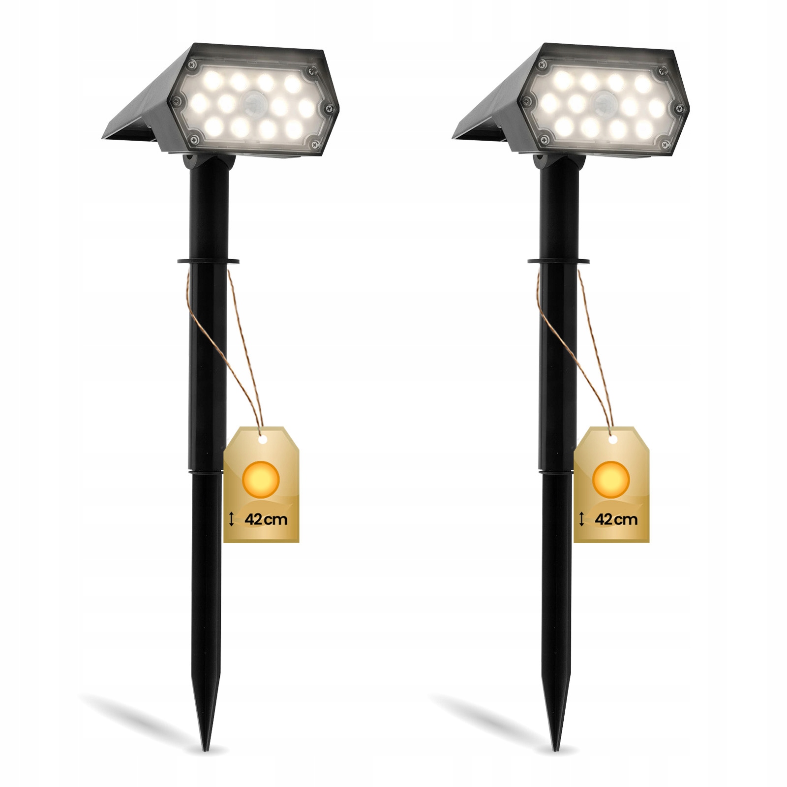 2x Lampa Ogrodowa Led Solarna Reflektor Wbijana 4000K Czujnik Zmierzchu