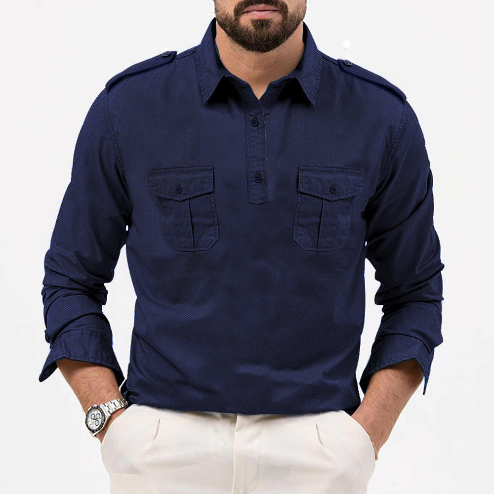 Pánská košile Denní halenka s dlouhým rukávem Kapsy Polo