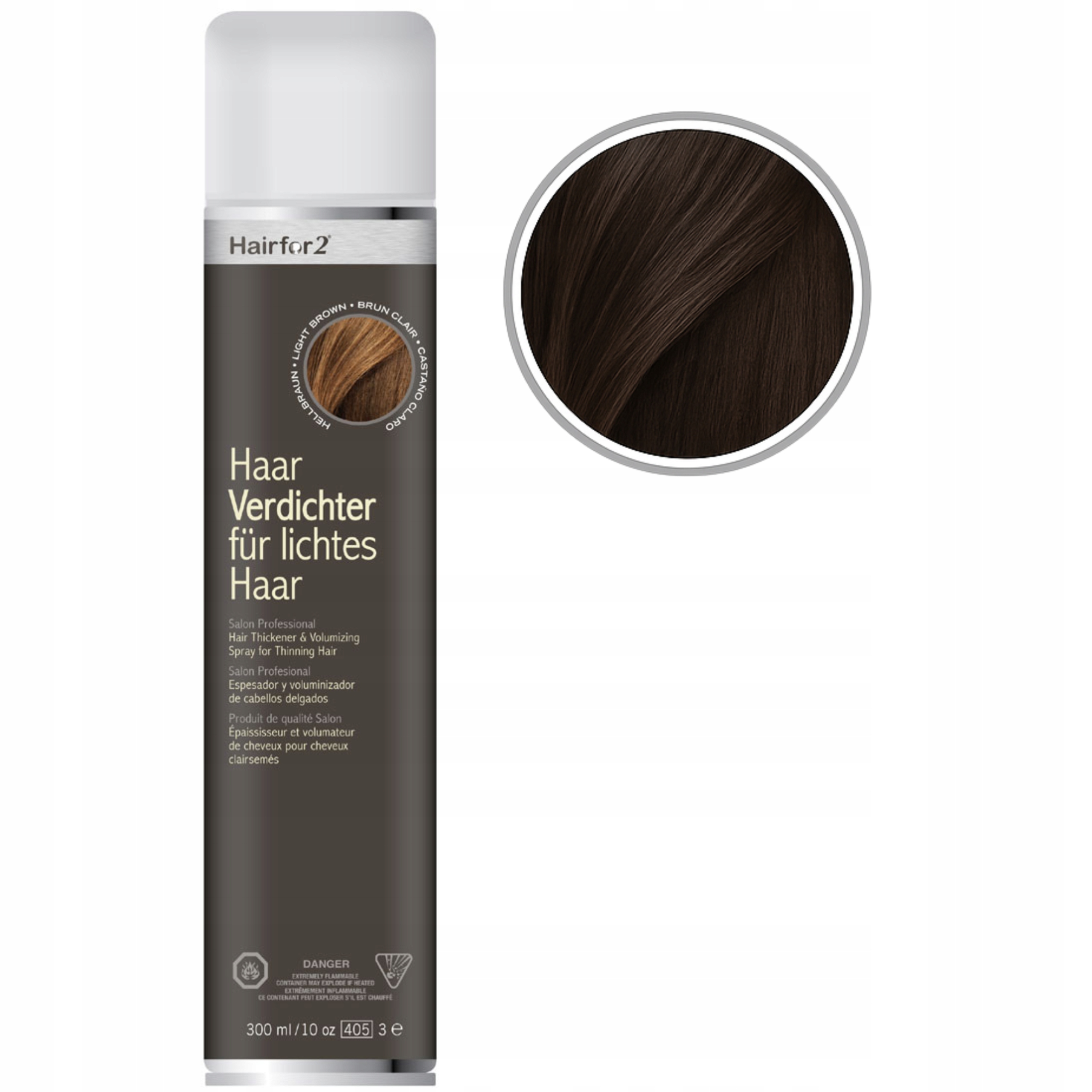 HairFor2 300ml Tmavě Hnědá Mikrovlákna Zahušťování Maskování