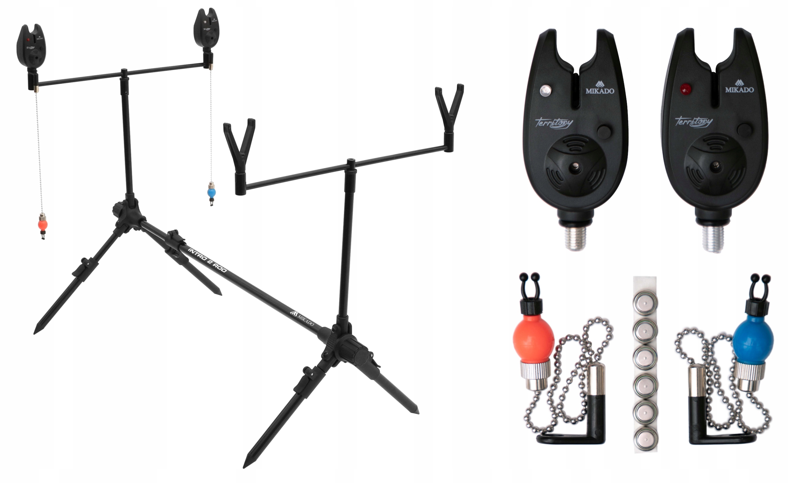 MIKADO RODPOD karpiowy INTRO 2 ROD POD na 2 wędki +SYGNALIZATORY 2x