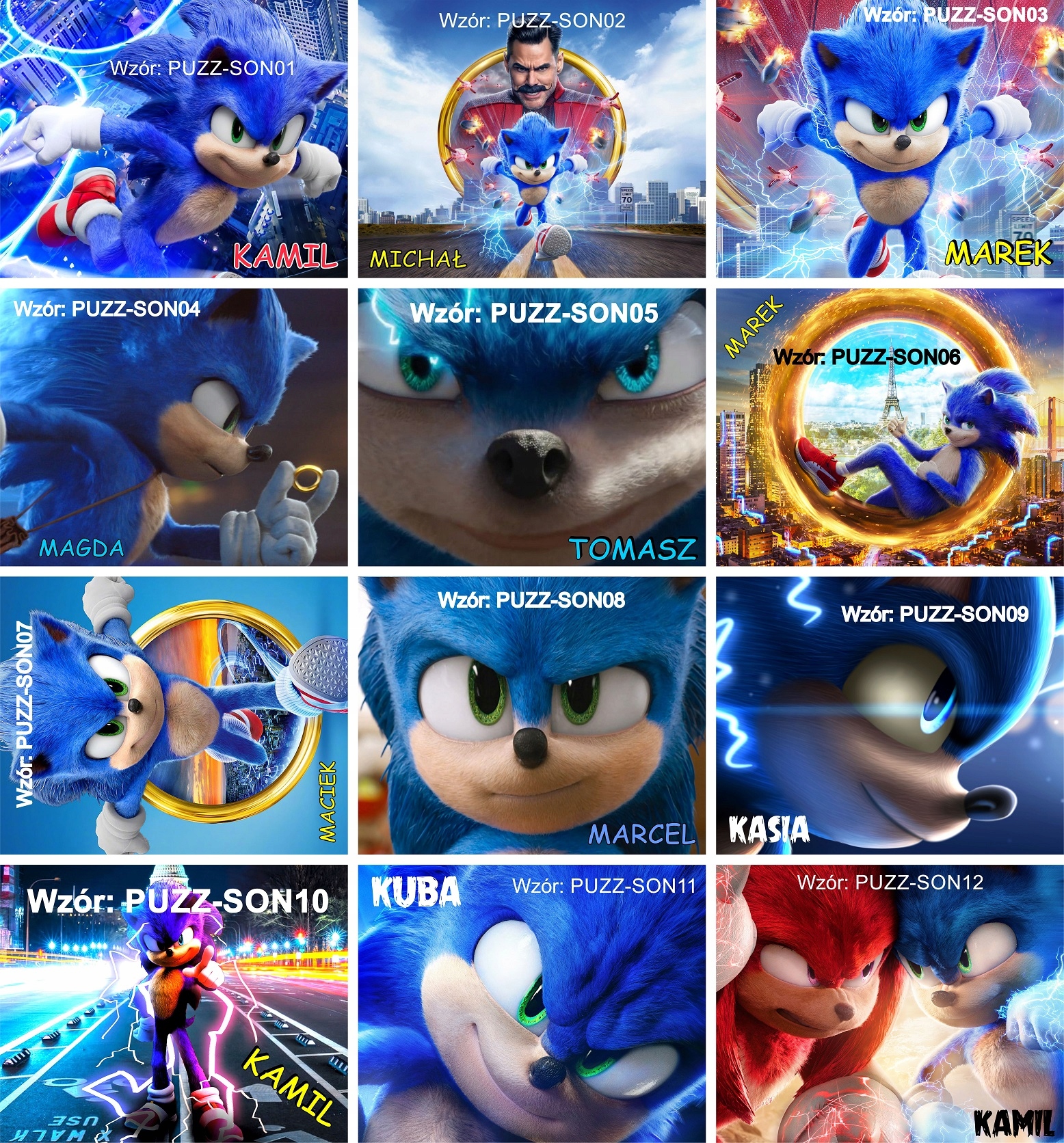 Puzzle + IMIĘ pudełko SONIC 2 Hedgehog A3 252el Kod producenta 252