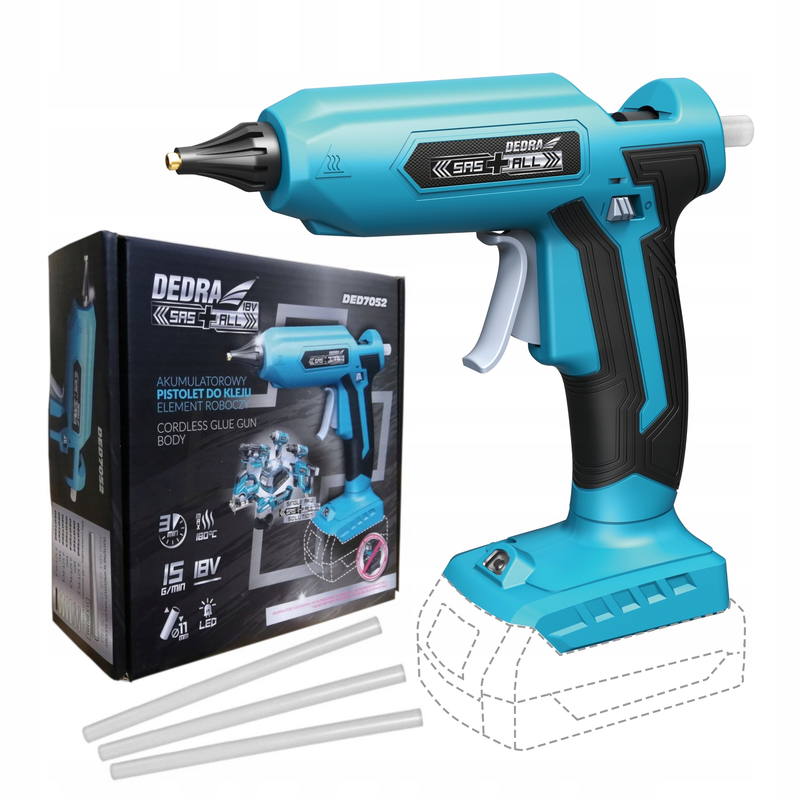 DEDRA PISTOLET DO KLEJU akumulatorowy18V SAS+ALL