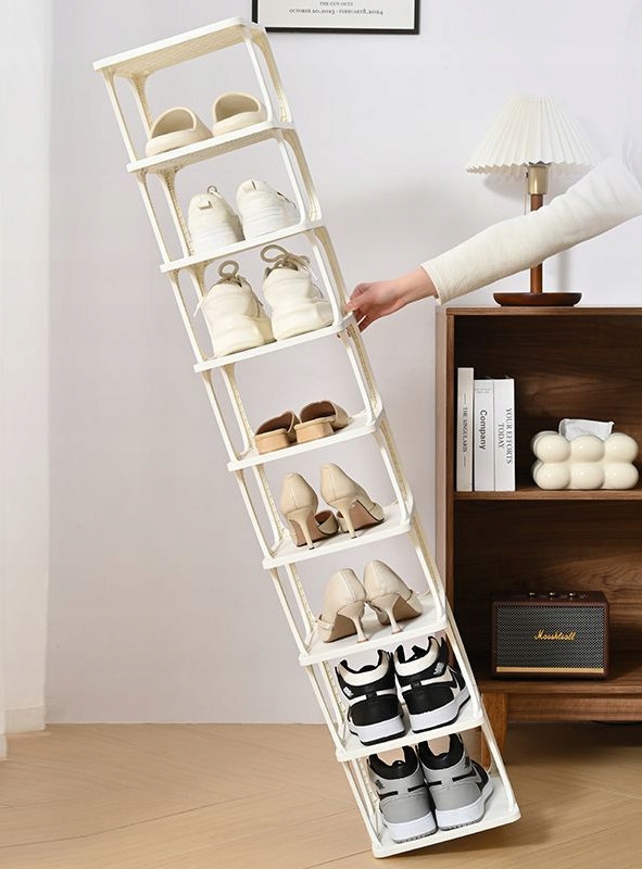 Stojak na buty 7-poziomowy biały 104 cm regał organizer półka biały