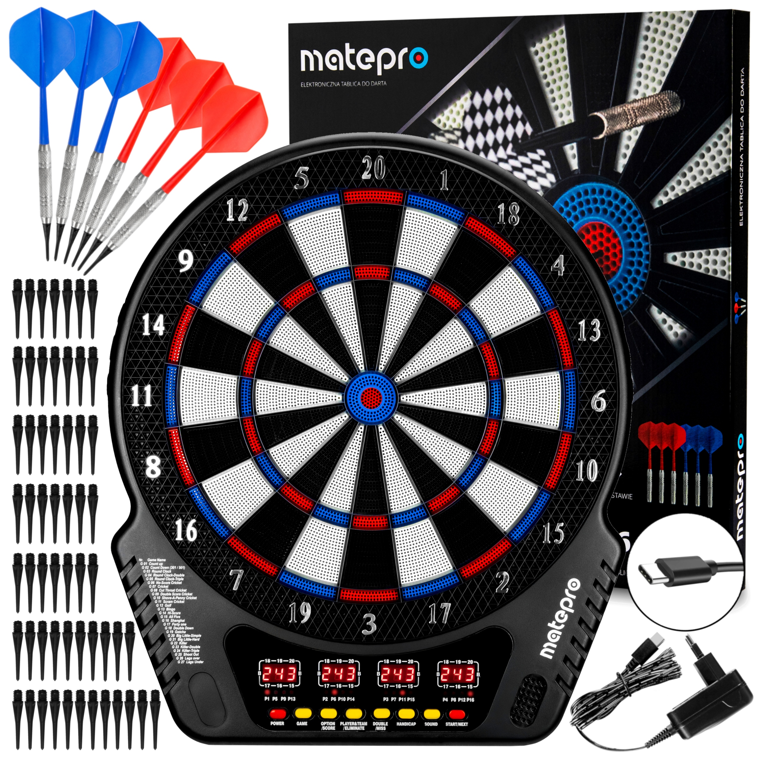 Elektronický terč na šipky Matepro Classic Pro Usb-c