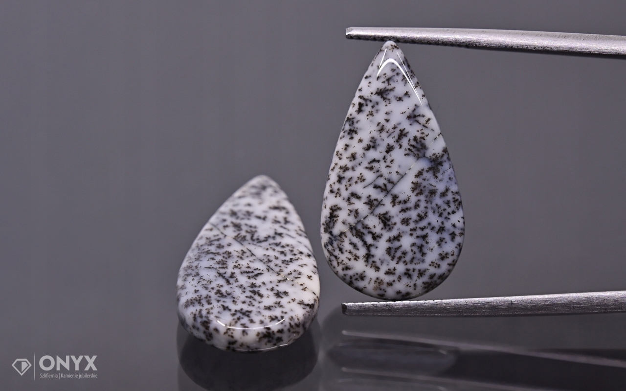 Dendritový achát z Turecka konvexní mělký Pár slza