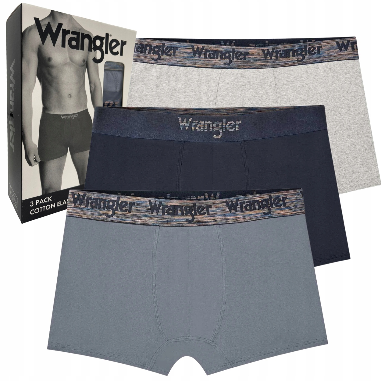 Wrangler Montel elastyczne bokserki męskie bawełniane majtki 3 sztuki M