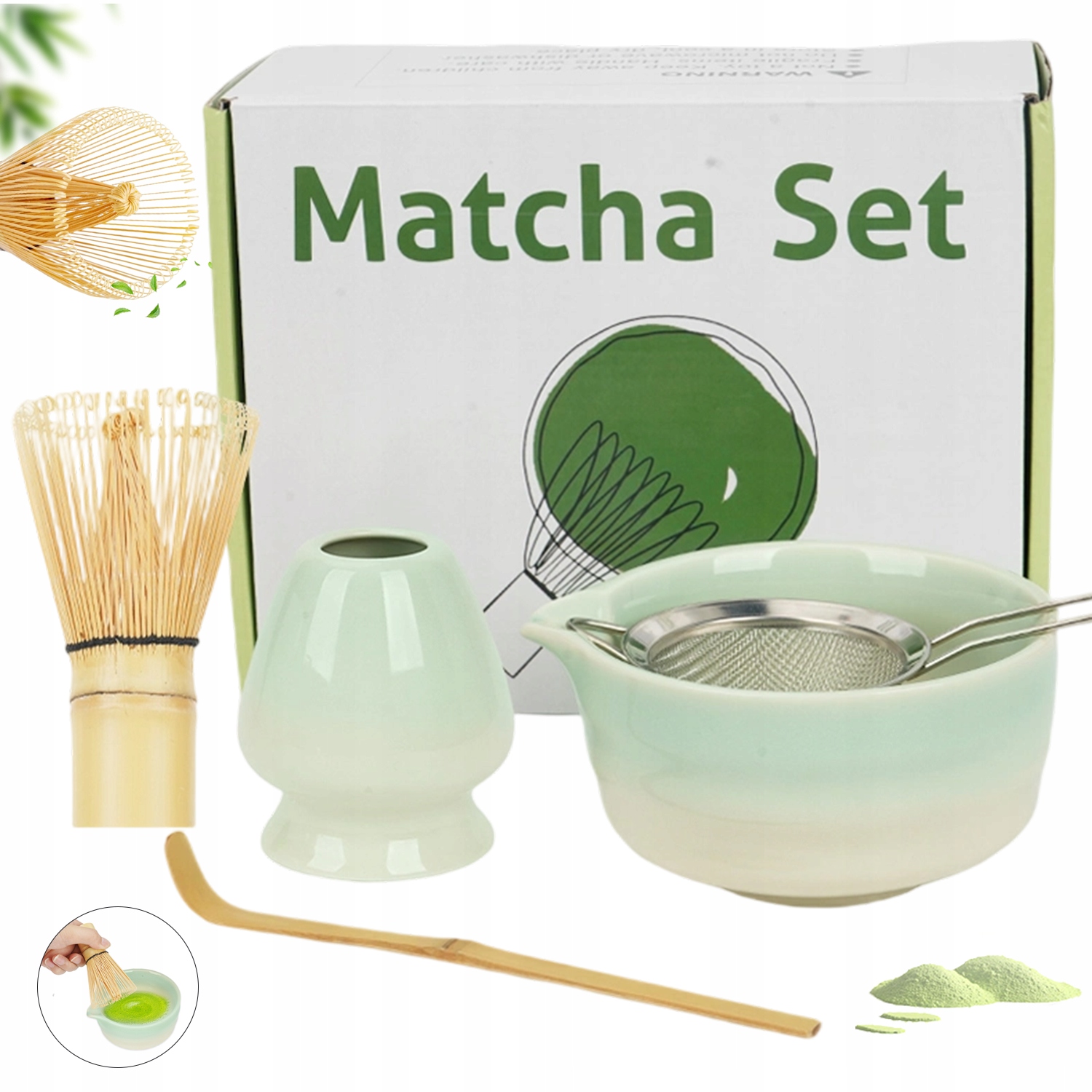 Profesionální Sada Matchy Bambusová Metla Keramická Miska Gradient