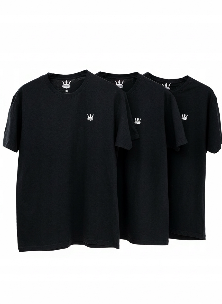 Sada 3 Bavlněných Triček Klasických Černých Jigga Mini Koruna L