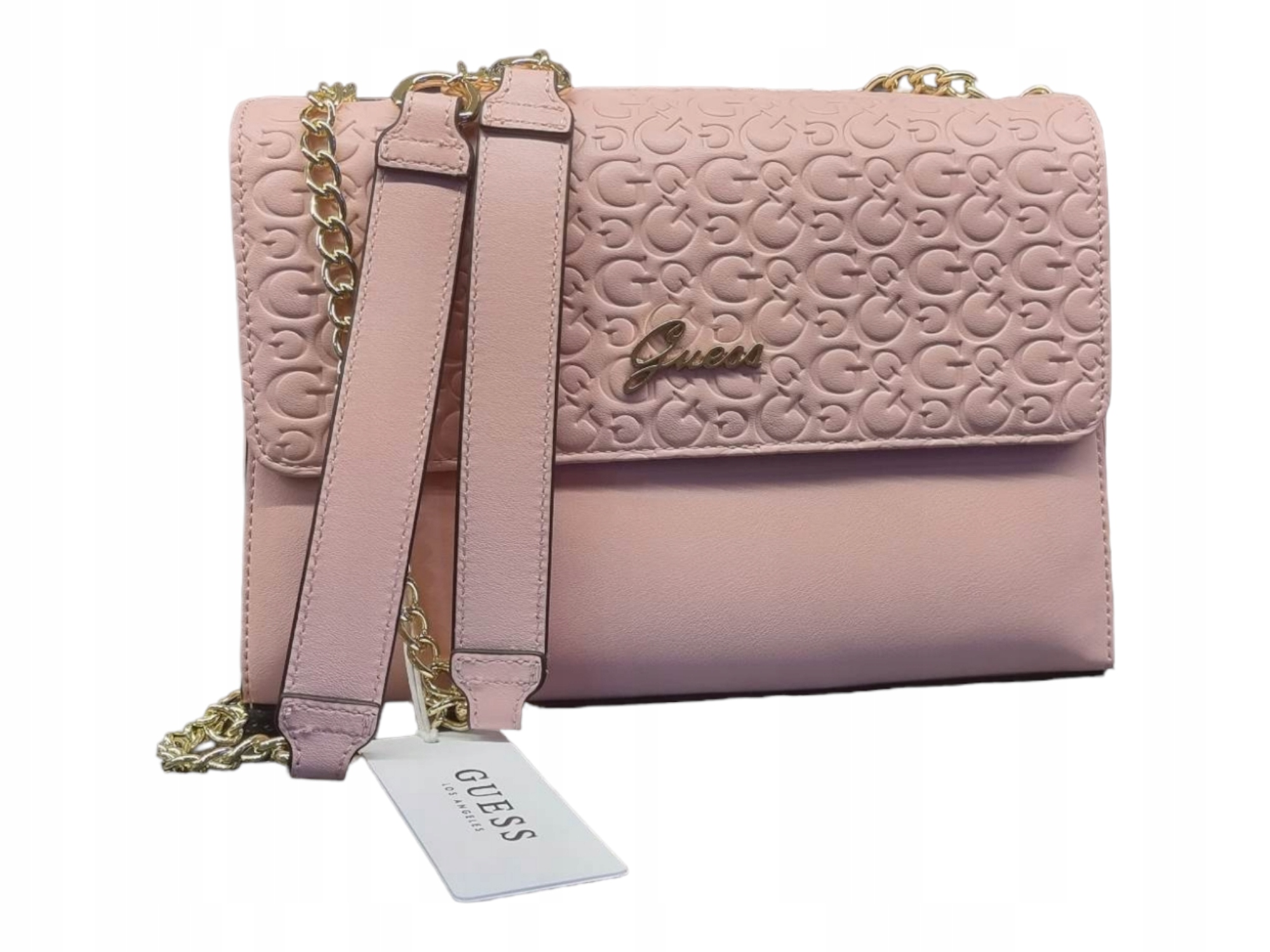 Kožená kabelka Guess G Logo Crossbody růžová