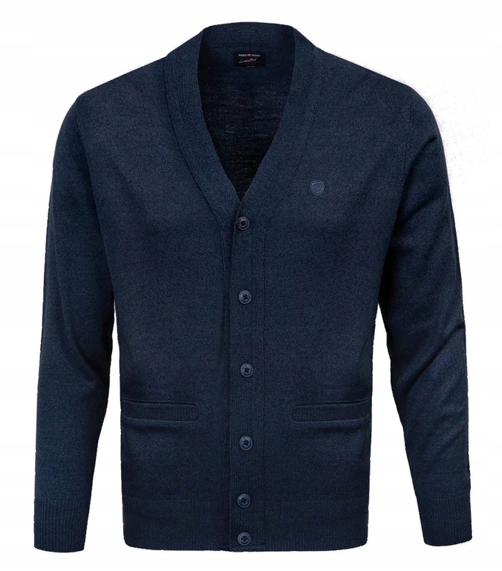Pánský vlněný svetr na Knoflíky Kardigan Pako Jeans Tmavě modrá XL