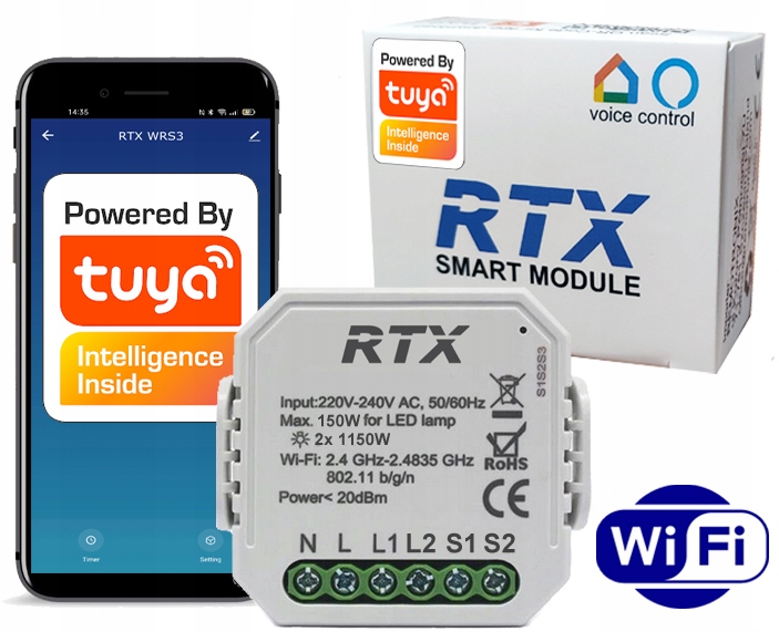 

Tuya WiFi Podwójny Włącznik Przekaźnik Dopuszkowy