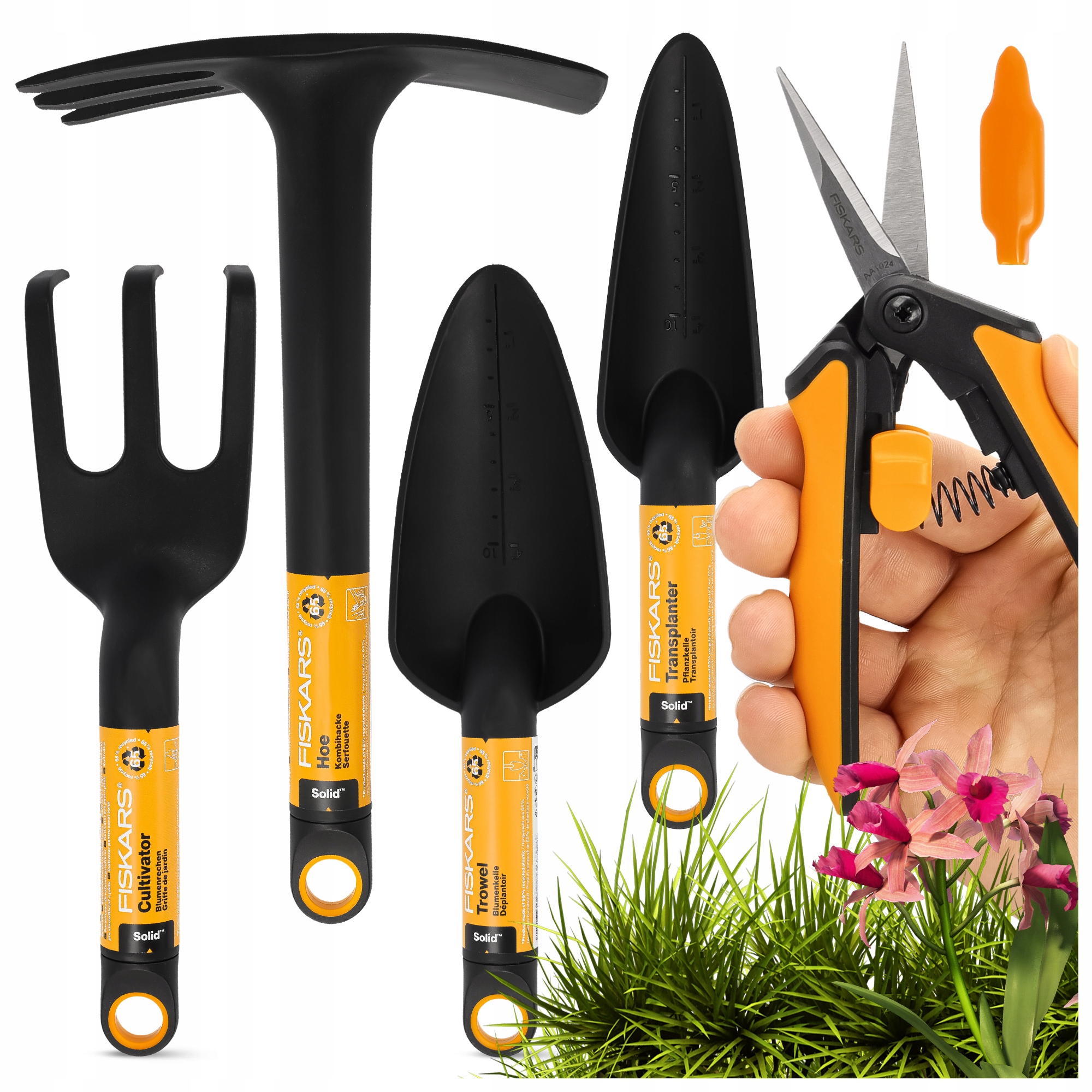 Nůžky Zahradní Lopatka Hrábě Motyčka Drápky Sada 5 Nástrojů Fiskars