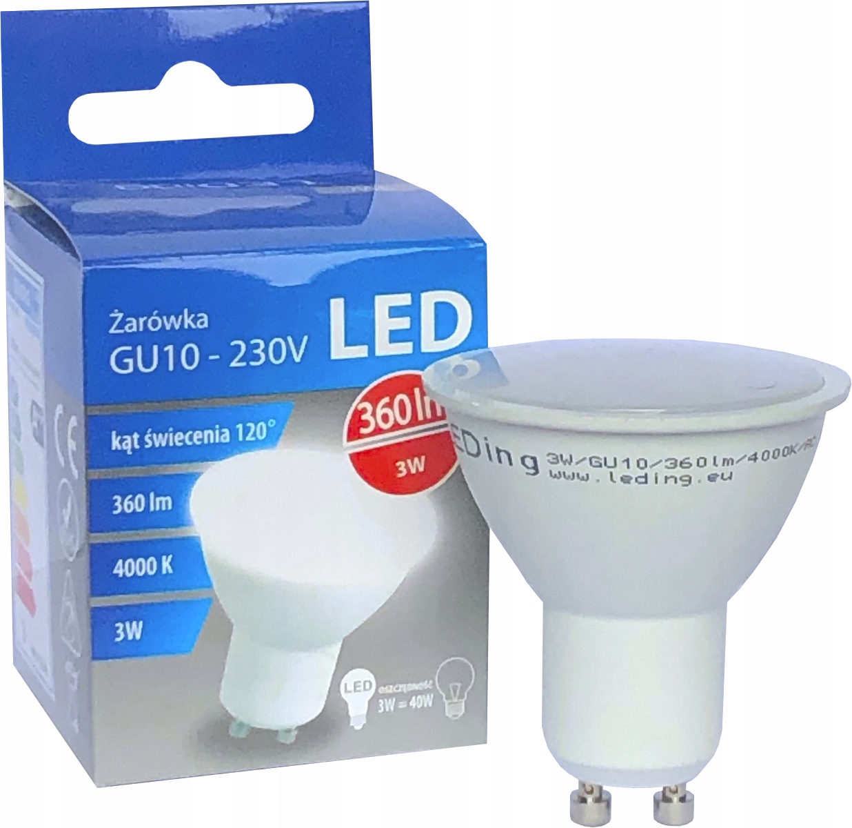 

Żarówka Halogen Led 3W 360lm GU10 120lm/W 4000K