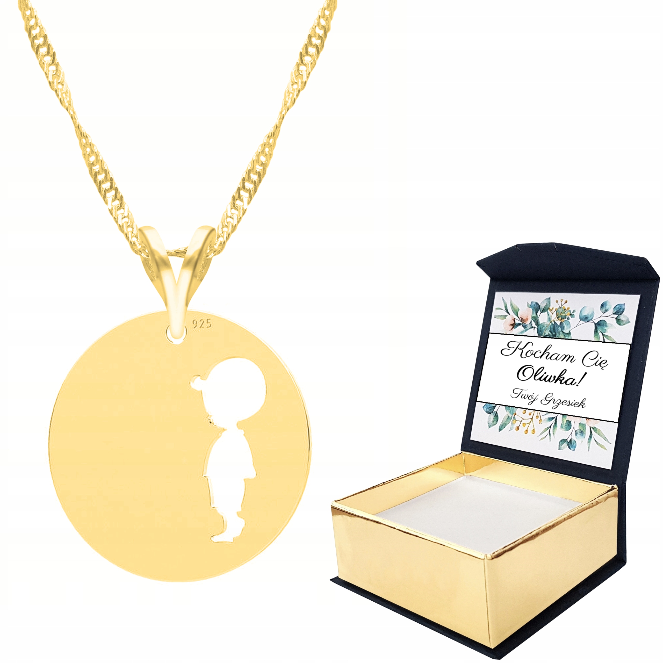 Zlatý náhrdelník destička Chlapeček Vlastní Potisk