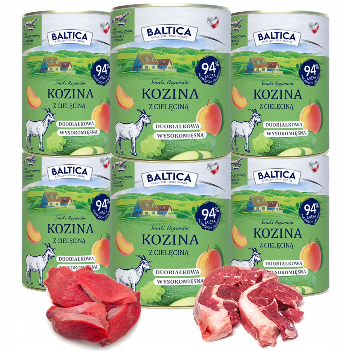 Levně Baltica Kozina S Telecím Masem 6x400g Cuketa A Meruňka Duoproteinová