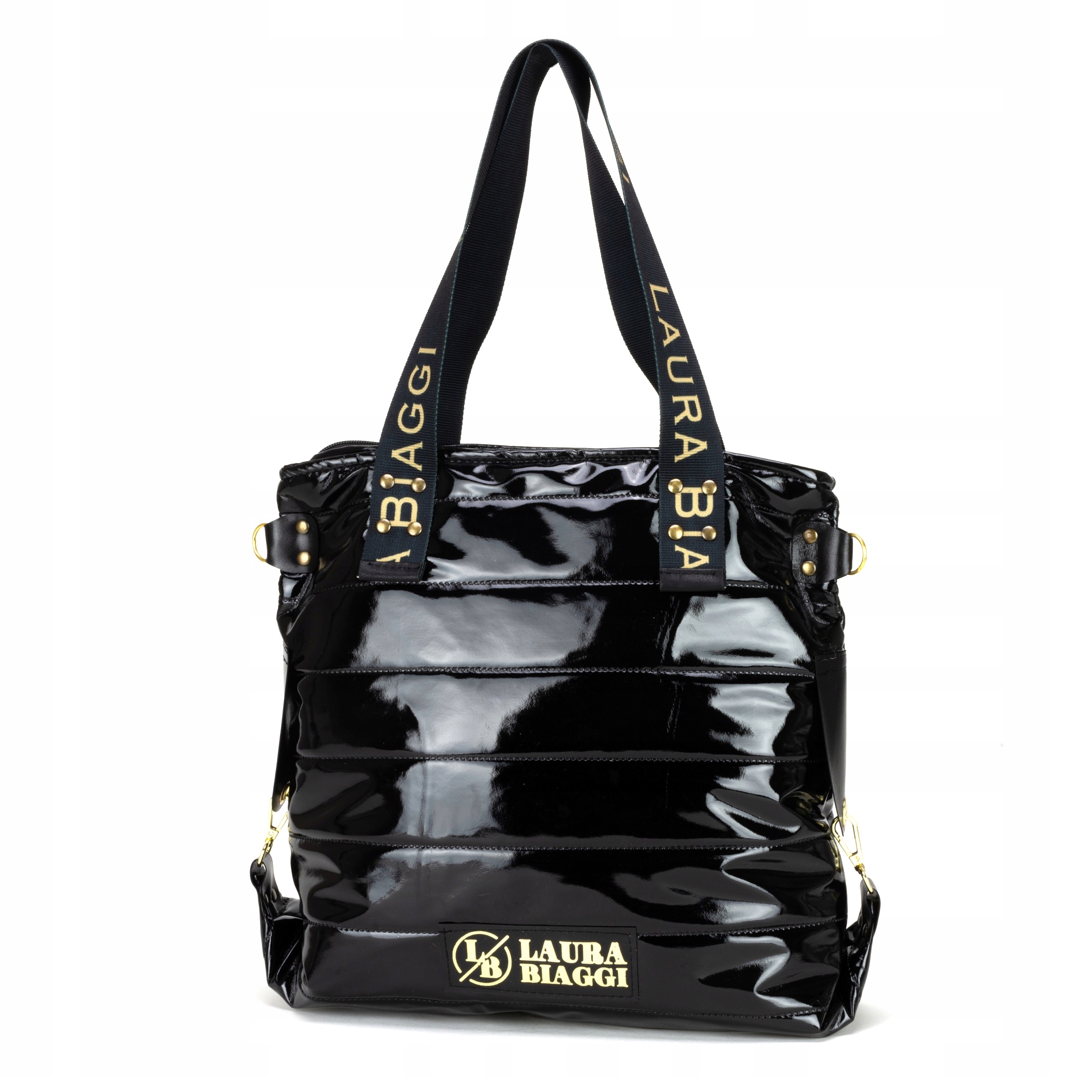 

Laura Biaggi Czarna Torebka Torba A4 Shopper Logo