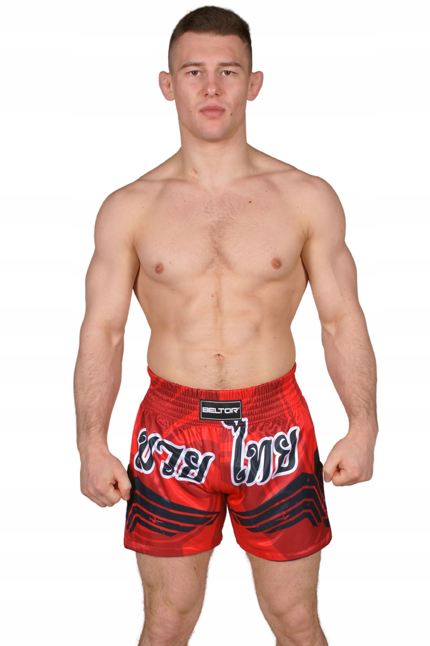 BELTOR SPODENKI TRENINGOWE MUAY THAI 02 ROZMIAR XXL CZERWONE SPORTOWE Marka Beltor