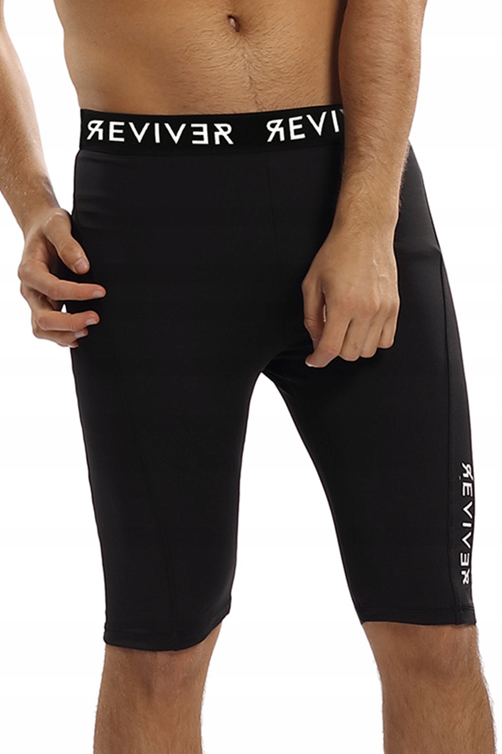 Reviver F9533 Legginsy fitness męskie przed kolano czarne M