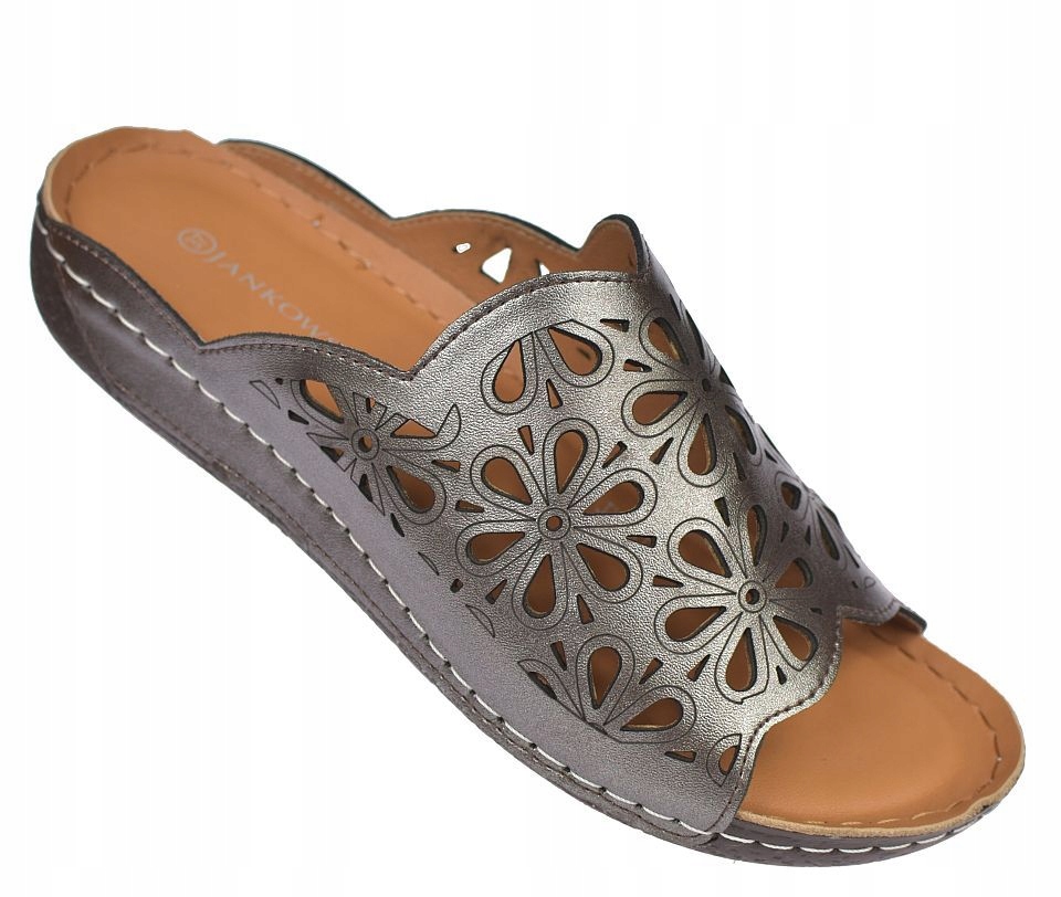 Dámské nazouváky stříbrné s prémiovou vel 37