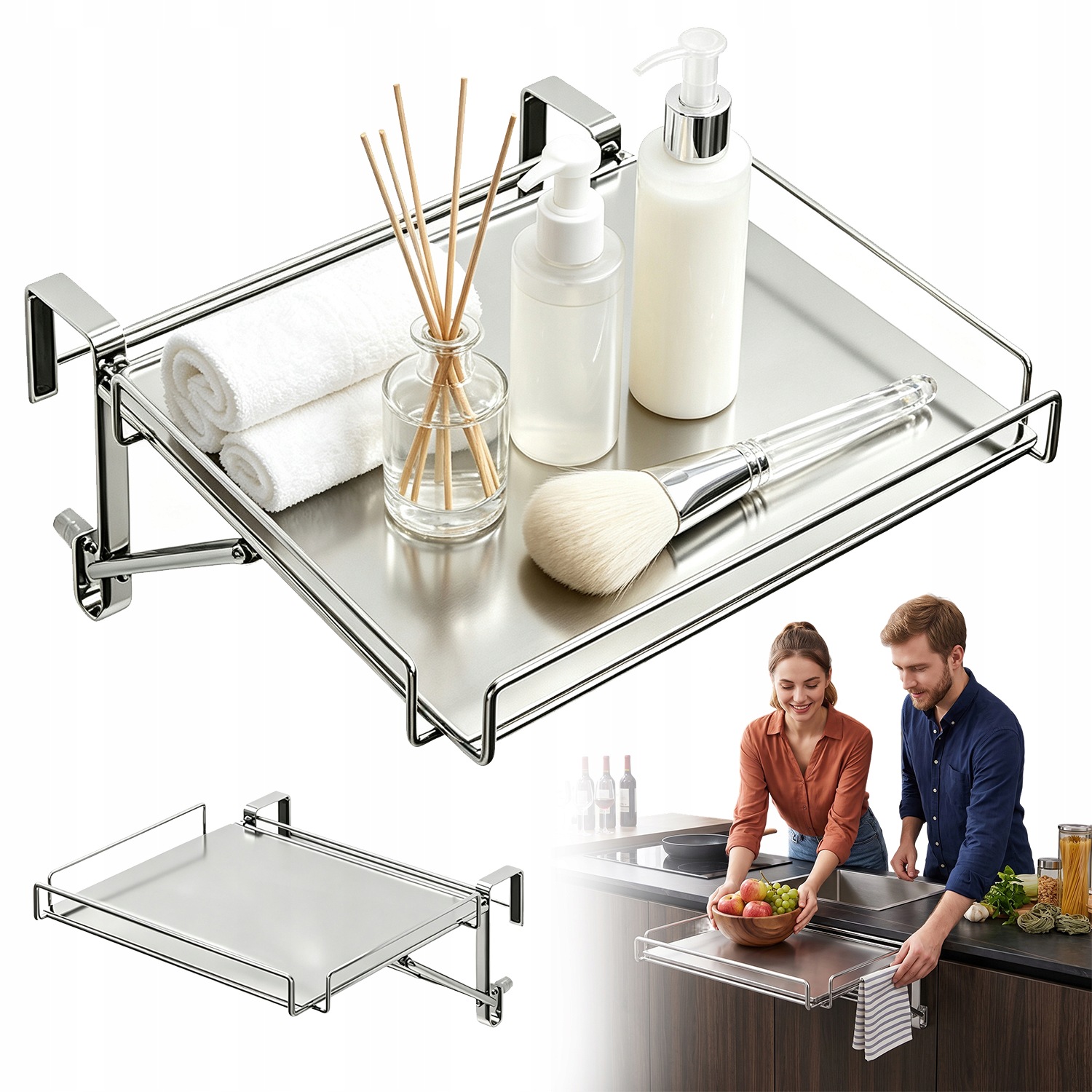 Organizér Kuchyňské Skříňky Skládací Police Nerezová Ocel 30X28 CM