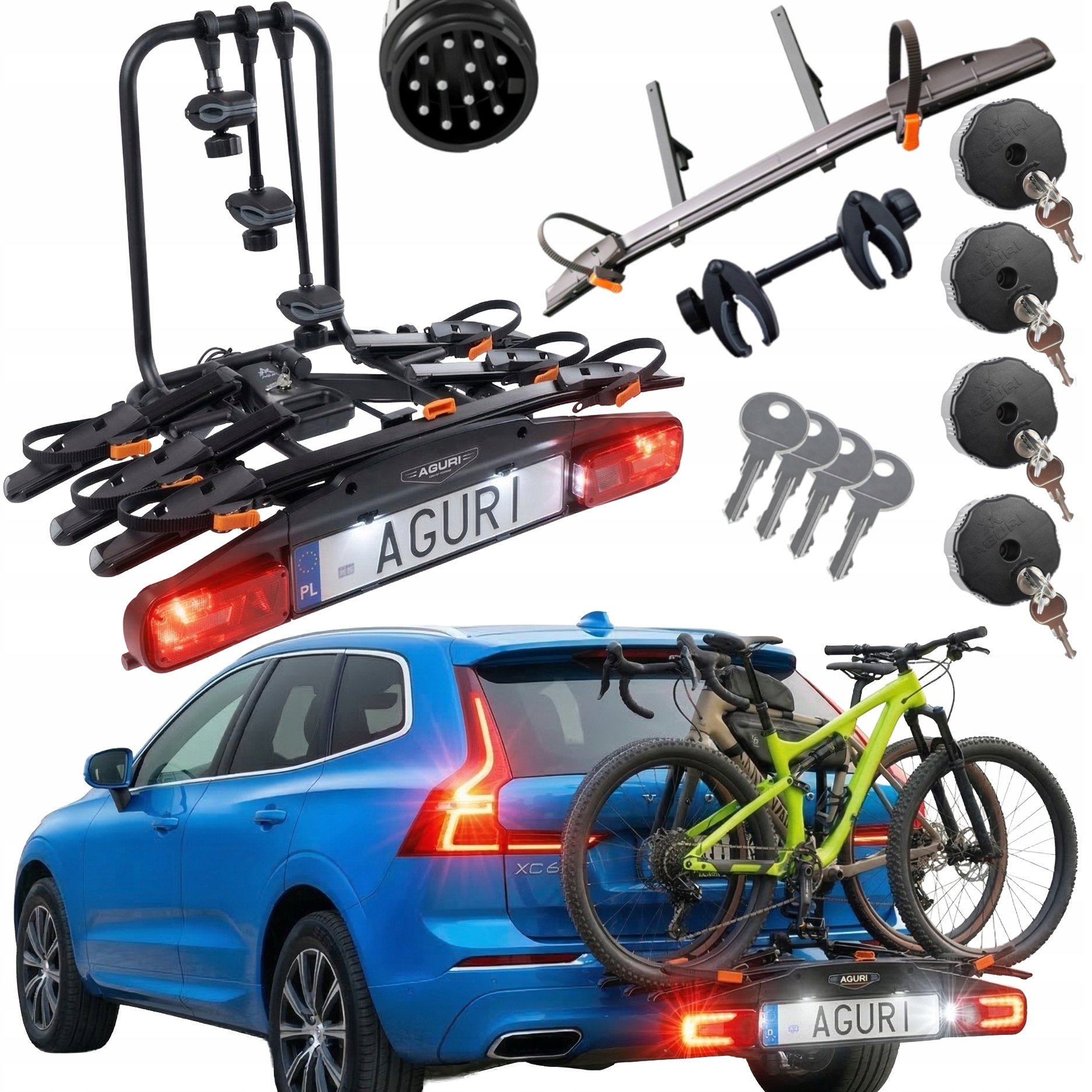 Bagażnik rowerowy na hak Aguri Active Bike Pro 4 rowery uchylany black 13P