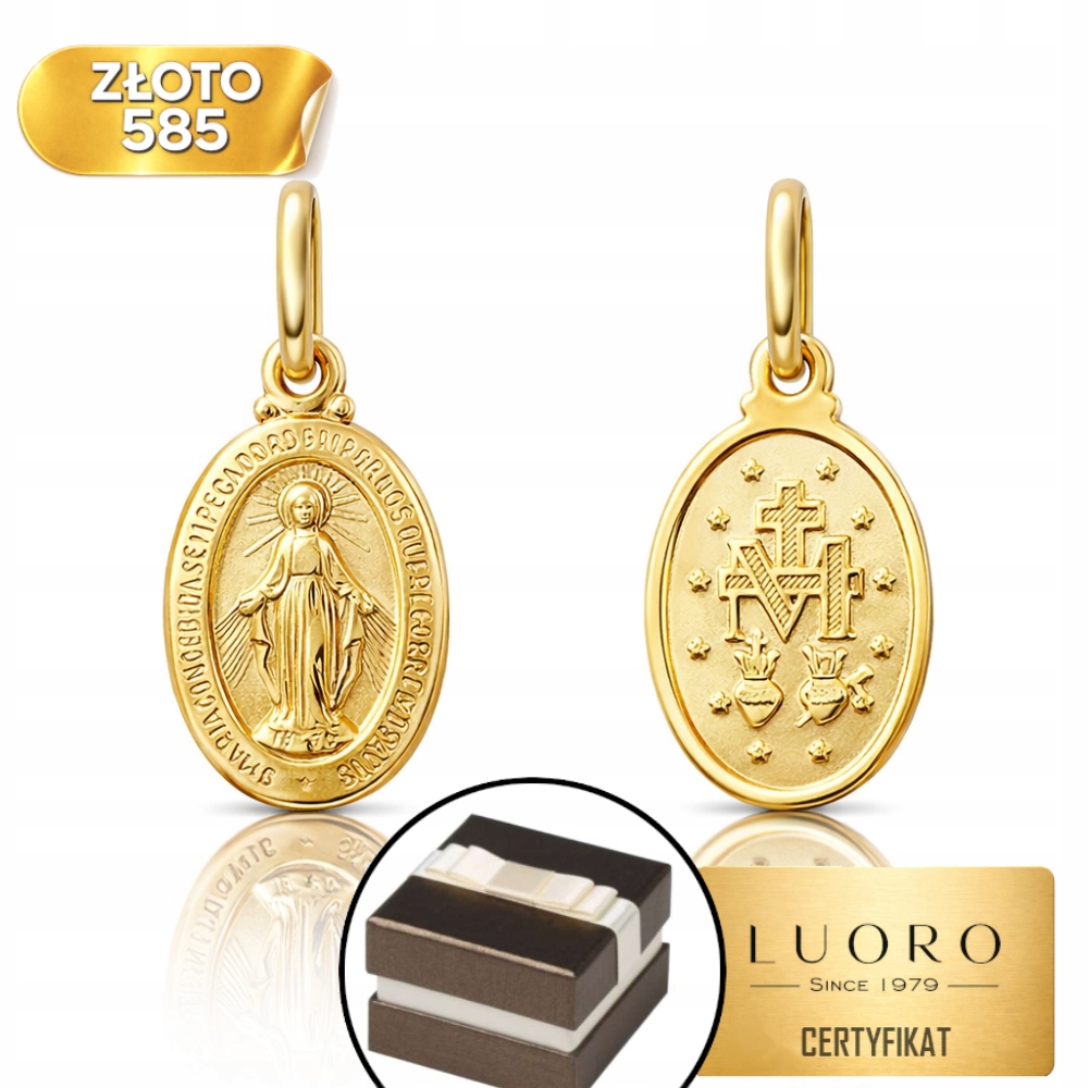 Zlatý Medailon 585 14K Žlutý Klasika 22 MM Elegantní Suvenýr