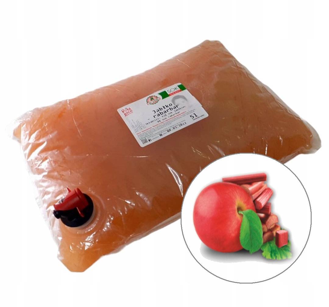 SOK JABŁKO-RABARBAR 92%-8% 5L RUBI JUICE NFC