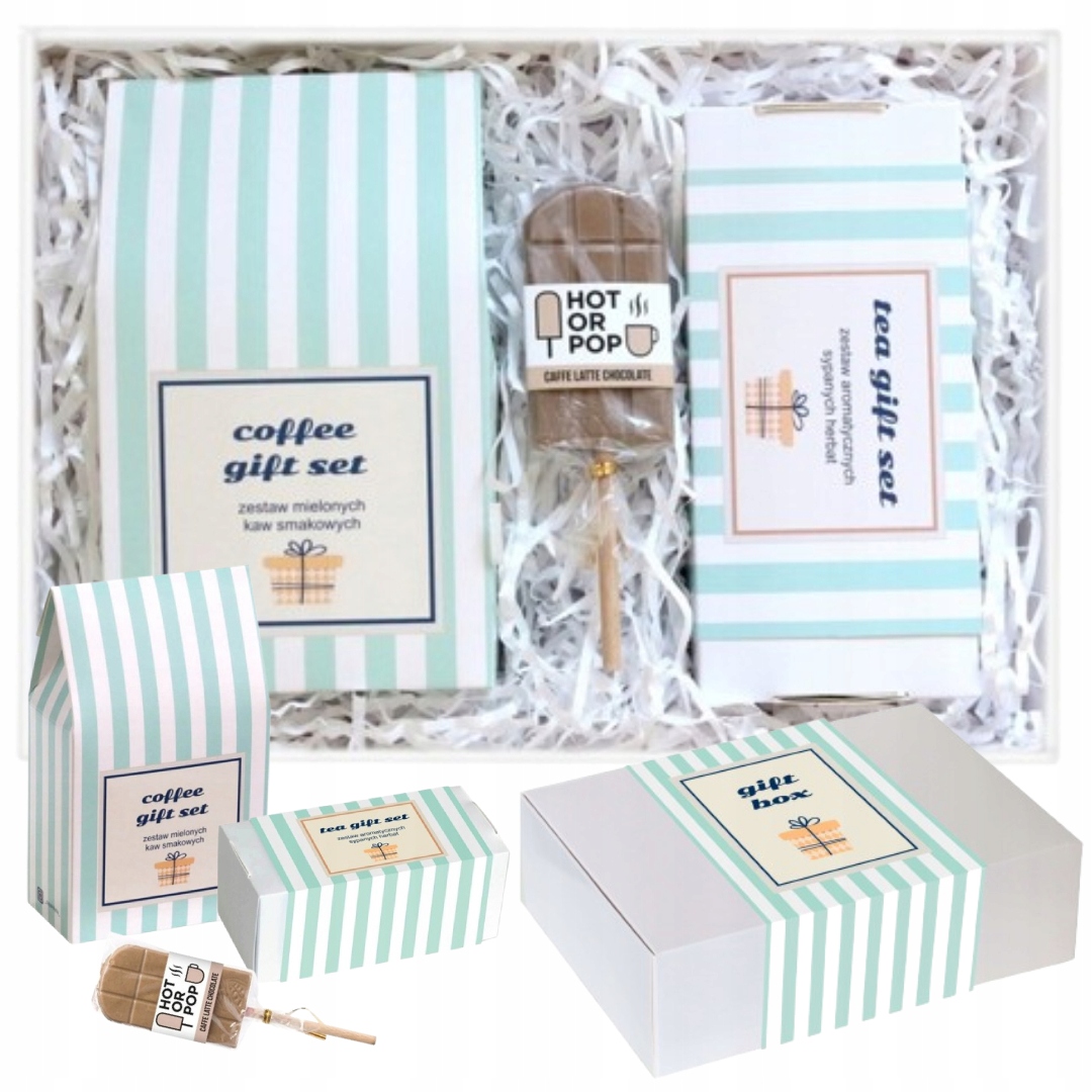 Levně Bílá Dárková sada Stylová dárková sada s kávou, čajem a sladkým lízátko