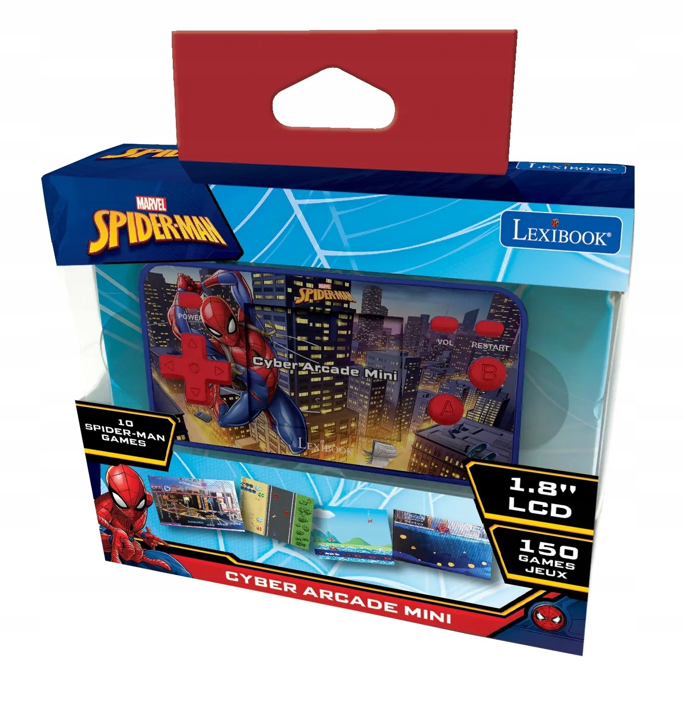 Příruční konzola Cyber Arcade Pocket Spider-Man s obrazovkou 1,8'' 150 her včetně