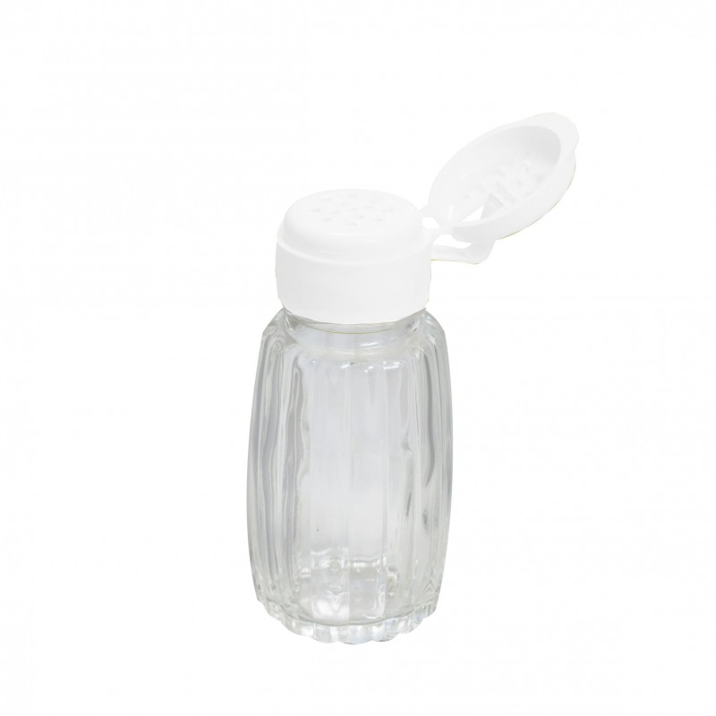 

Pojemnik na przyprawy szklany biały z klapką 50ml