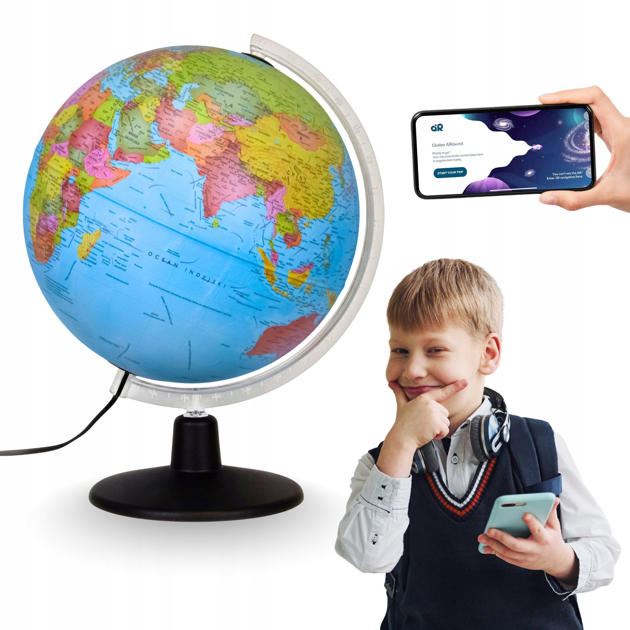 Globus polityczny astralny Cosmo z aplikacją interaktywną Smart kula 30 cm