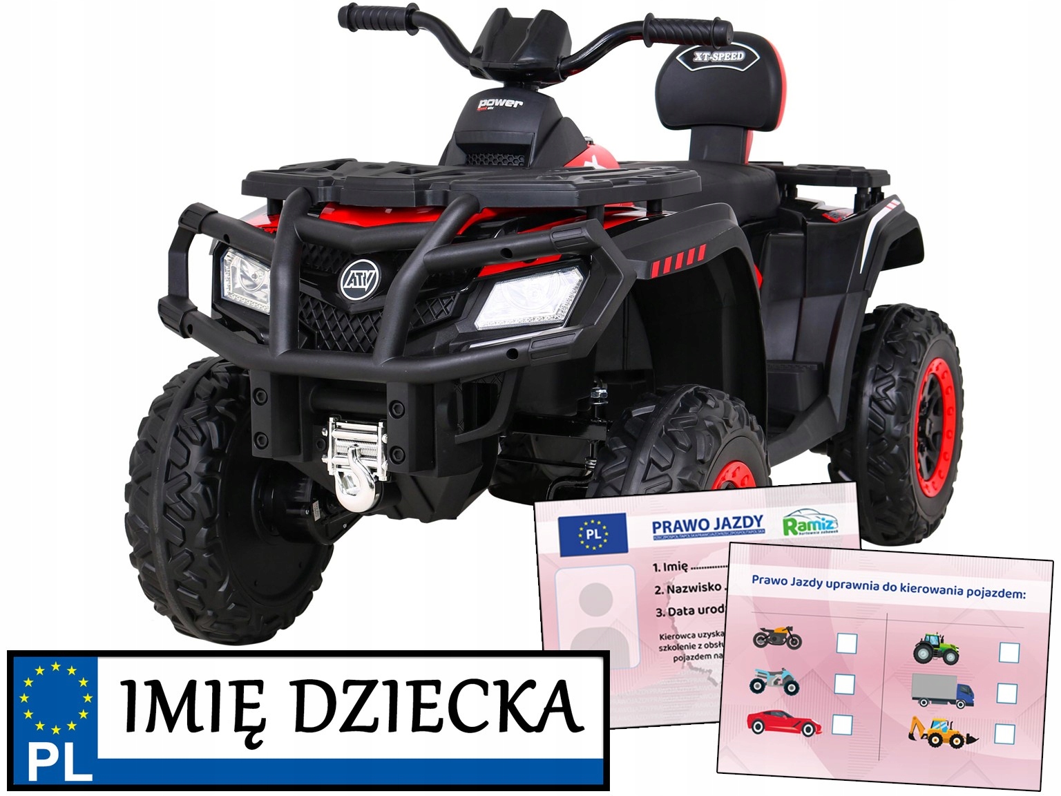 mocny pojazd na akumulator XT-Speed z napędem 4x4 Kład 4x80W amortyzatory