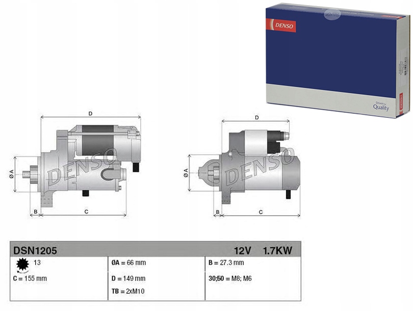 Denso Startér (12V, 1,7KW) Mercedes C (C204), C