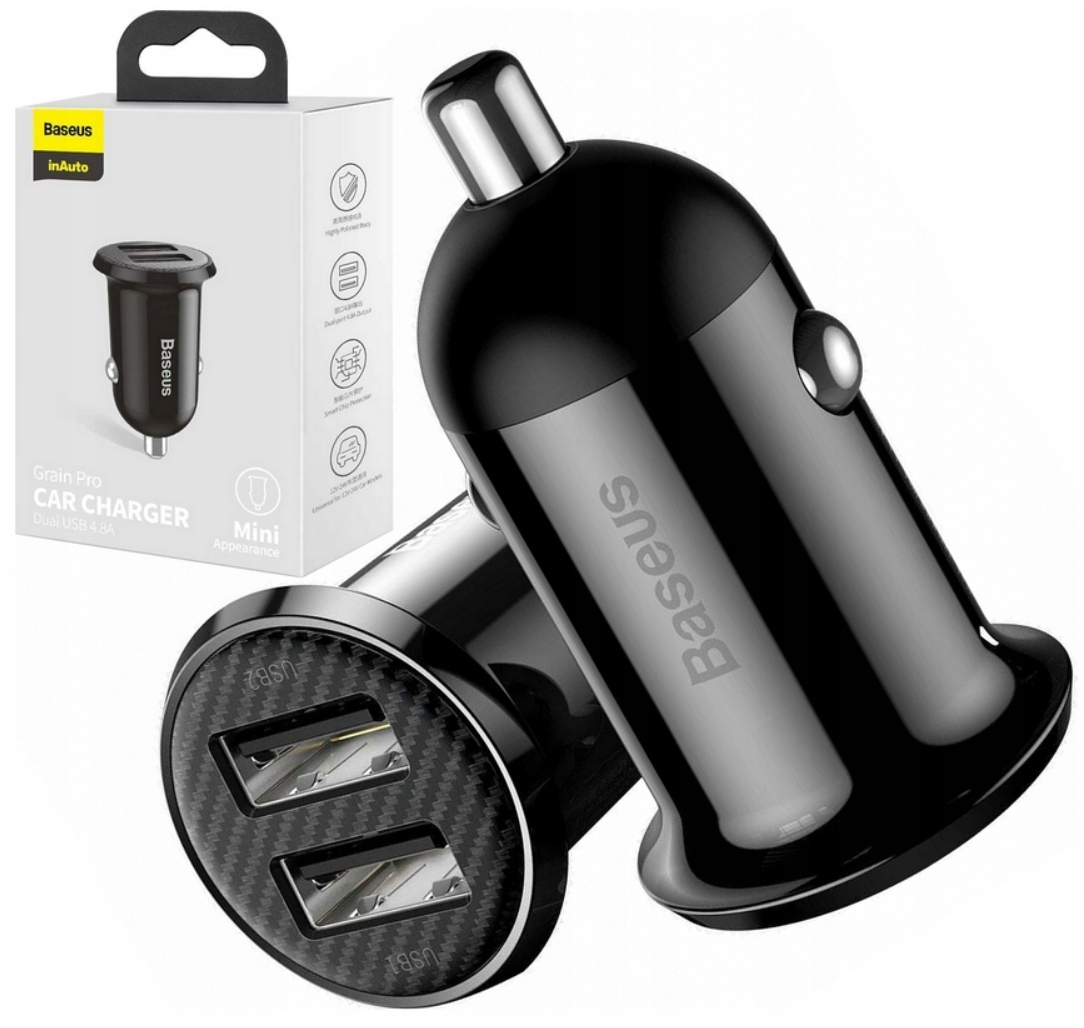 

Baseus Szybka Ładowarka Samochodowa 2xUSB 4.8A