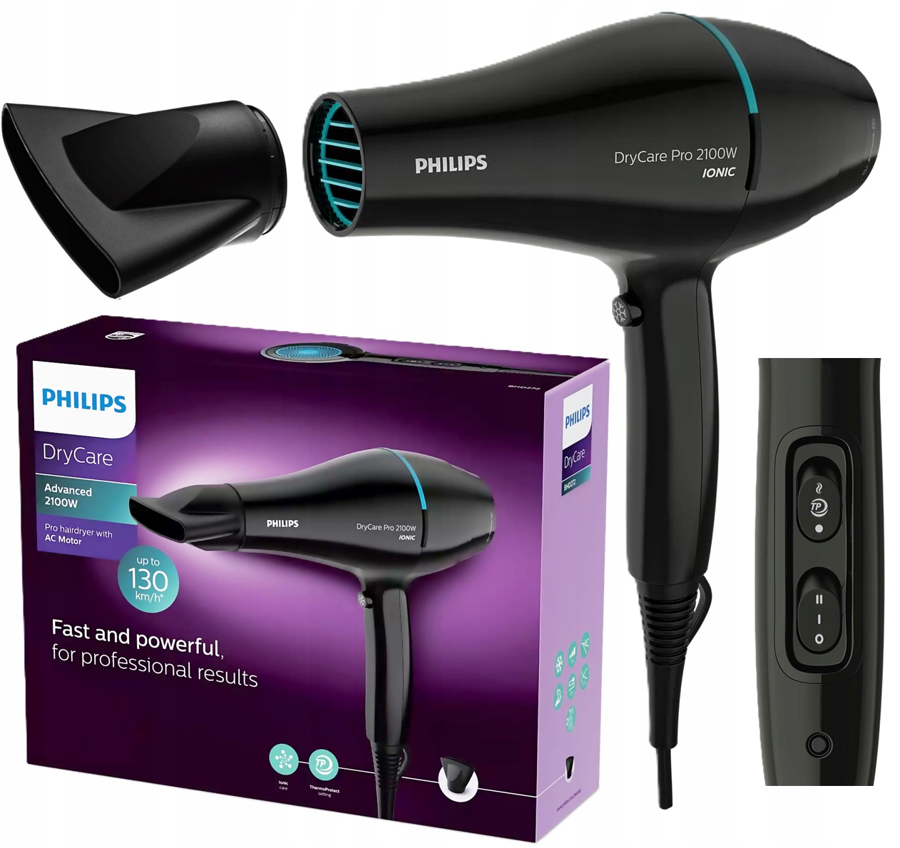 Suszarka Do Włosów Philips Mocna 2100W Jonizacja Koncentrator Dyfuzor
