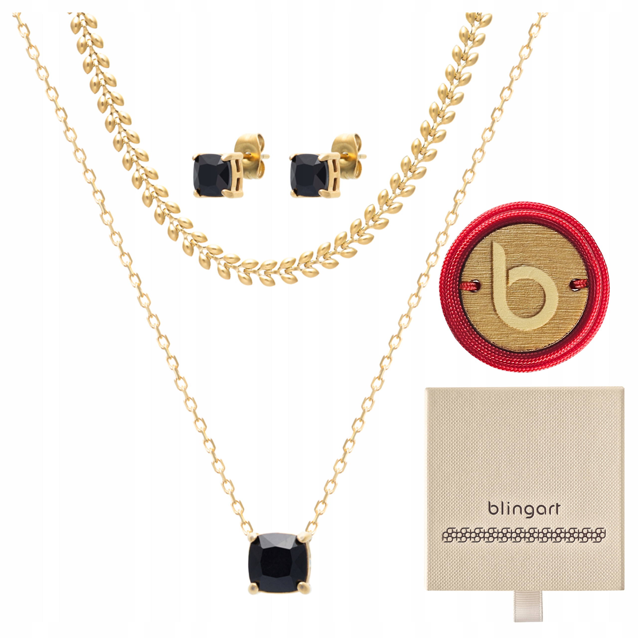 Sada šperků ocel pozlacený náhrdelník náušnice Blingart