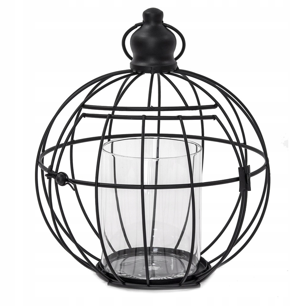 

Świecznik Metalowy Czarny 24x18cm Klatka Tealight