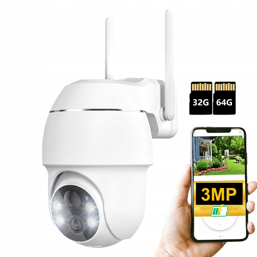 3MPx Otočná Venkovní Kamera 2K Ip WiFi Detekce Alarmu S paměťovou kartou