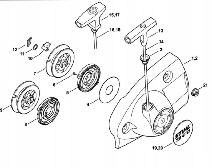 Stihl TS 420 Rozrusznik kompletny 42381900302 Marka Stihl
