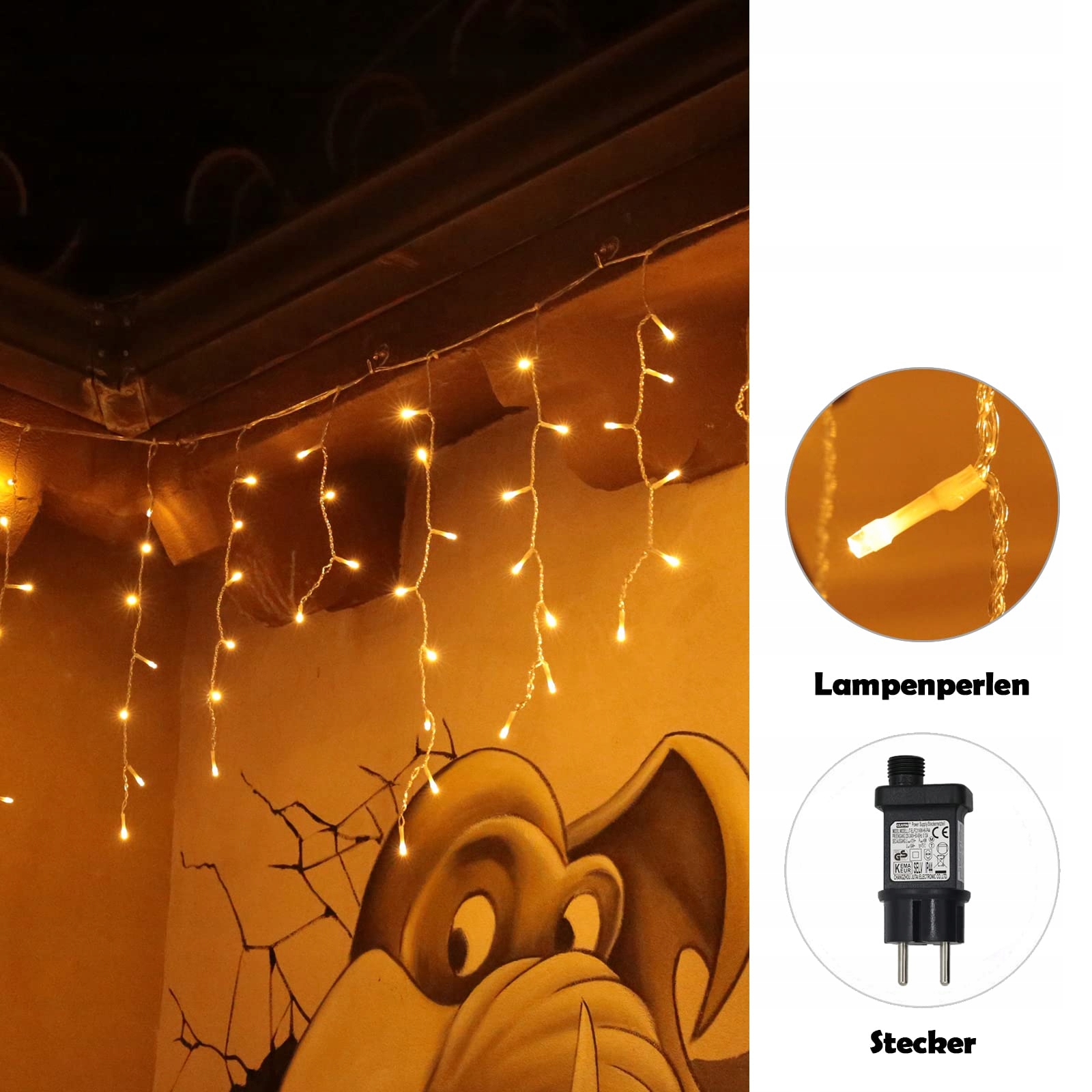 LICHTERKETTE Kurtyna LED 15m 600 LED IP44 Timer 8 Trybów — miniatura 8