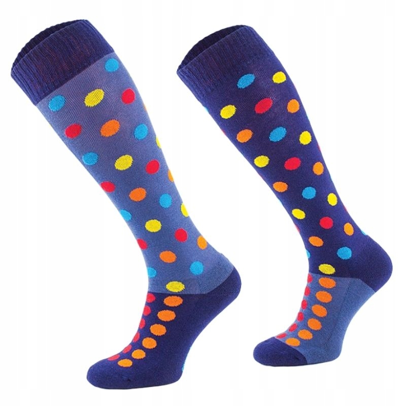 Asymetryczne skarpety podkolanówki, dots