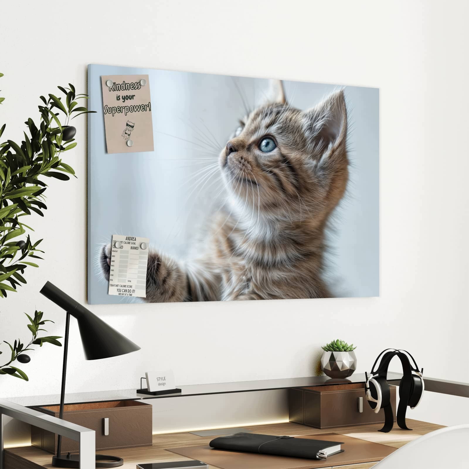 Magnetická tabule Pregowane Koťátko 90 × 60 cm